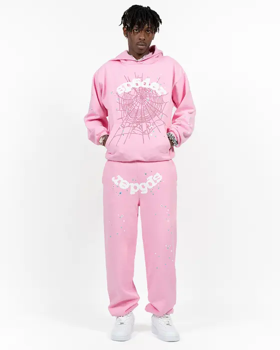 light pink sp5der hoodie